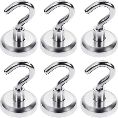 Magnetische Hakenkraft 34 Kg Neodym-magnethaken Extra Starke Magnethaken 6 Stück