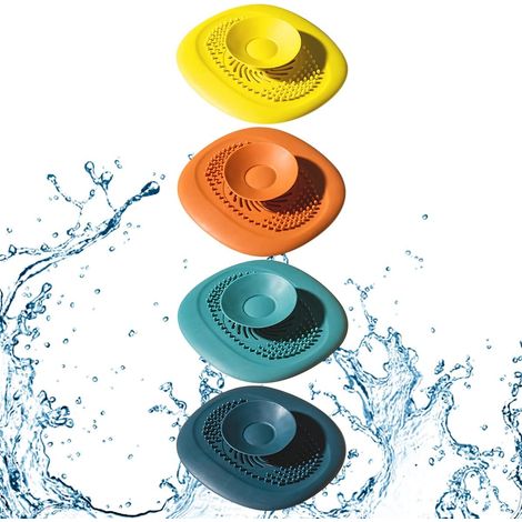 4 Stück Abflusssiebe, Universeller Abflussstopfen, Küchenspülen-stopper, Steckdosenloch-haarfänger, 2-in-1-multifunktions-dusch-haarsieb, Waschbecken-stopper, Mehrfarbig