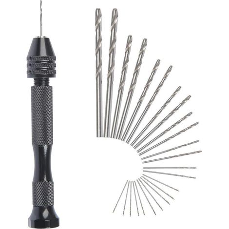 Elektrische Handbohrmaschine, Spiralbohrer + 25 Kabellose Mikro-spiralbohrer, Aluminium-schraubstock, Drehwerkzeug, Spiralbohrer, Verstellbares Bügeln, Kunststoff, Kupferloch Für Maler