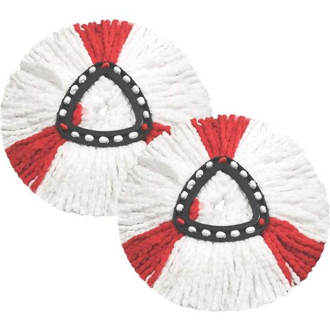Packung Mit 2 Moppköpfen, Kompatibel Mit Vileda 2 In 1 Turbo Mop Ersatzkopf, Mikrofaser, Rot, Weiß.