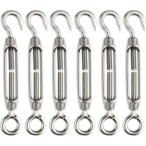 6 Stück Draht-spannschloss, Spannschloss, M4 Edelstahl, Verstellbares Spannschloss, Haken- Und Ösen-set, Robust