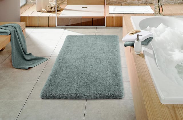 Primaster - Badteppich grau 70 x 120 cm Badematte Badvorleger Duschvorleger Bad