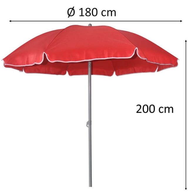 Trendline - Sonnenschirm rot ø 180 cm UV-Schutz: 60+ Sonnenschutz Strandschirm