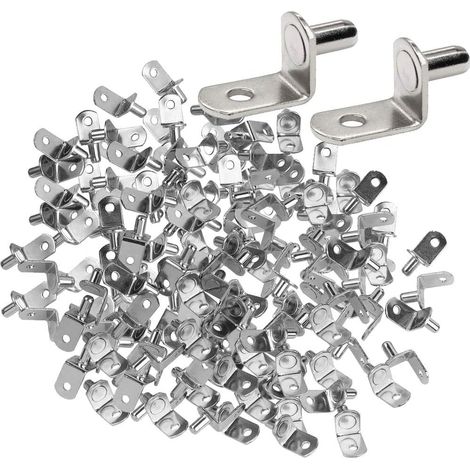 50 Stück 6 Mm Vernickelte Metall-regalstützklammern L-förmige Stützhalterung Für Holz- Oder Glasregal Für Möbel, Schränke, Bücherregale