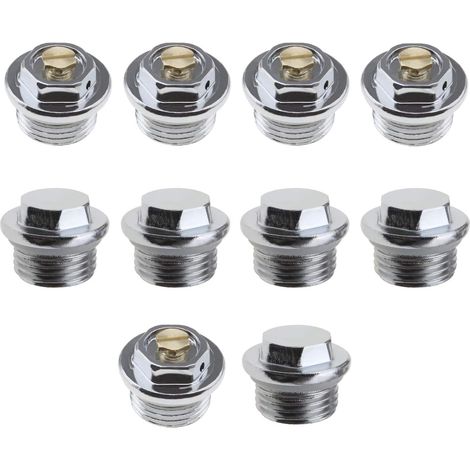 10 Stück 1/2 Zoll Manuelle Entlüftungsventile Für Heizkörper Und 5 Stück Blindstopfen Mit Versiegeltem O-ring-gewindeanschluss