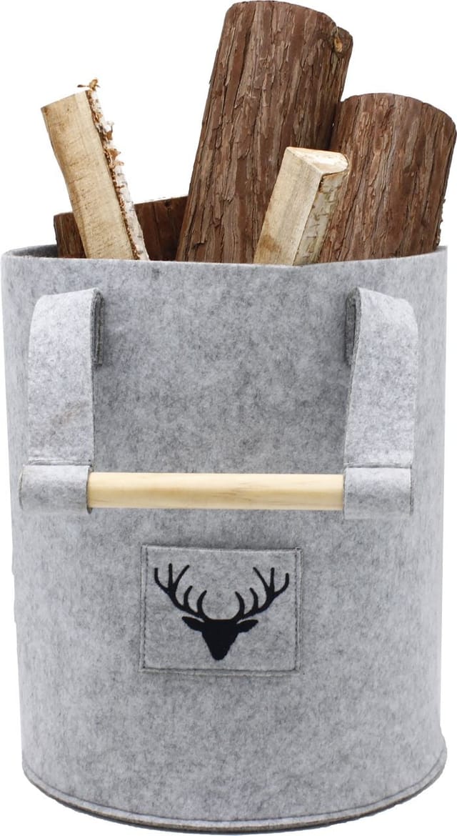TrendLine Holzkorb Filz 28 x 35 cm grau Körbe
