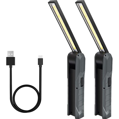 Parts Wiederaufladbare Led-handlampe, 5 Modi, Arbeitslampe, Mechanikerlampe, Faltbare Taschenlampenlampe Mit Magnetfuß, Inspektionslampe Für Camping, Autoreparatur, Grau