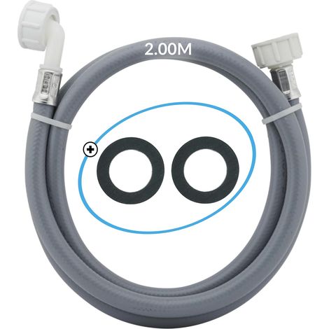 2,00 Ml Waschmaschinenschlauch/wasserzulaufschlauch Für Geschirrspüler/waschmaschine, Dieser Universelle, Verstärkte Versorgungsschlauch Kann Als Verlängerung Verwendet Werden/wird Mit Zwei Gummidicht
