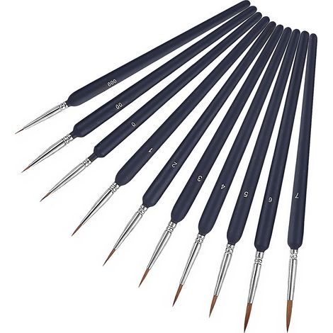 10 Stück Detailpinsel Für Acrylmalerei – Feinmalpinsel, Figurenpinsel, Modellierpinsel, Aquarellpinsel, Ideal Für Feine Details Und Endbearbeitung
