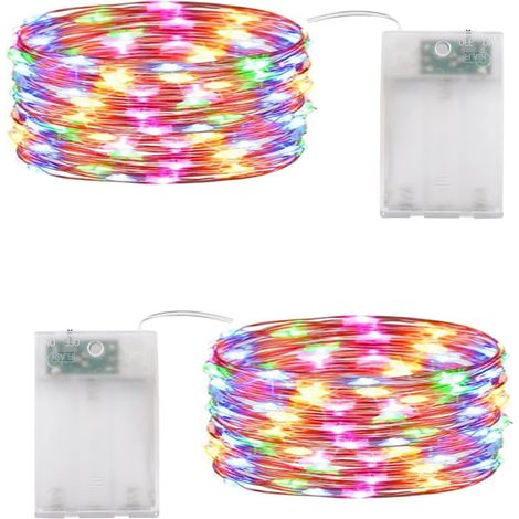 Mehrfarbige Weihnachts-lichterkette, Led-lichterkette, 2er-set, 10 M, 100 Led-lichterkette, Mädchen- Und Batteriebetriebene Lichter Für Schlafzimmer, Weihnachten, Hochzeit, Party, Haus, Garten