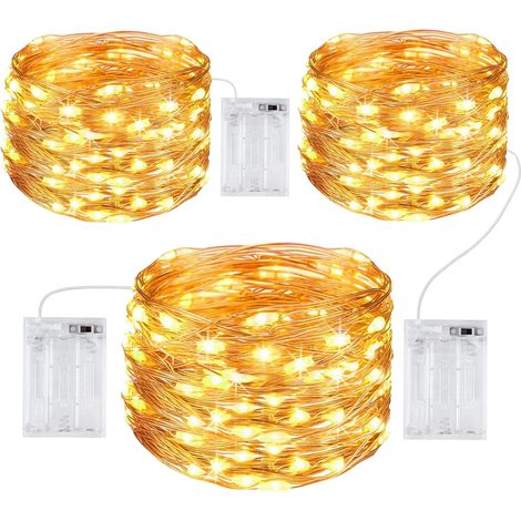 Lichtergirlande [3er-set], Weihnachtslichterkette Lichtergirlanden 10m 100led Außen- Und Innenbereich Wasserdicht Romantische Dekoration Für Schlafzimmer Hochzeit Party Abendgarten, Warmweiß