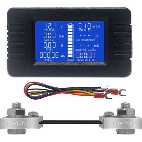 Dc Batteriemessgerät Voltmeter Amperemeter Energie Energiemonitor Lcd Digital Multimeter Spannung Strom Cap Ohm Stunde Soc Lcd Messgerät Dc 0-200v 100a Shunt