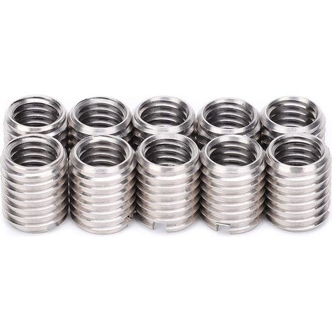 10 Stück Einsatzmutter, Innengewindeeinsatz M8 X 1,25, Außengewinde M10 X 1,5, Lang, 12 Mm Bodenloch, 9,0 Mm Edelstahl, Montagemutter, Reparatur, Gewindehülse, Innensechskantschraube, Reduzierer-konve