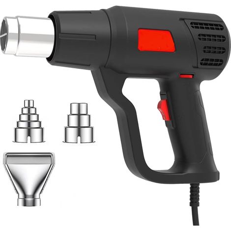 Heißluftpistolen, 2000 W, Heißluftpistole, 60 ℃ 600 ℃, Stufenlose Temperaturregelung + 2 Luftstrom-überlastungsschutz, Geeignet Zum Erhitzen, Auftauen Und Löten