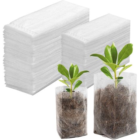 100 Stück Pflanzbeutel, Setzling-wachstumsbeutel, Biologisch Abbaubare Vliesbeutel, Kindergartentaschen, Abbaubarer Stoff-pflanzbeutel Für Setzlinge Und Pflanzen (15ⅹ23 Cm + 20ⅹ28 Cm)