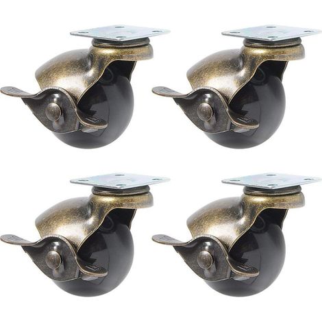 4 Stück Lenkrollen Für Möbelbeine (1,5 Zoll (40 Mm) – Mit Bremse)