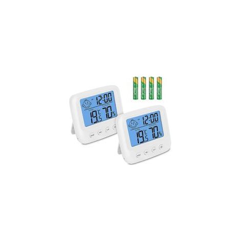 Innenthermometer Hygrometer, Babyzimmerthermometer 2er-set, Luftfeuchtigkeitsmesser Mit Hintergrundbeleuchtung, Meteorologische Instrumente, Luftfeuchtigkeitssensorfunktion ℃ / ℉ / Uhr / Datum