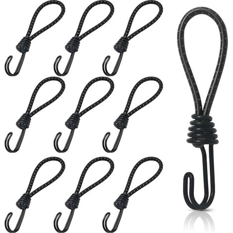 10 Stück Gummispanner Mit Spiralhaken, 16 Cm Kurzer Elastischer Spannhaken, Planenspanner Mit Doppelhaken, Universalspanner Mit Bändern Für Camping, Gepäck