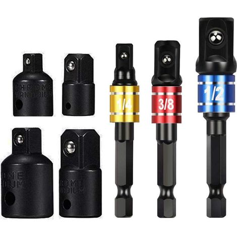 Steckschlüsseladapter 1/2 3/8 1/4 Sechskantbohrer-bits-adaptersatz Mutternschlüssel Reduzierstück Steckschlüsseladapter Konverter Ratschenschlüssel Bits (schwarz)