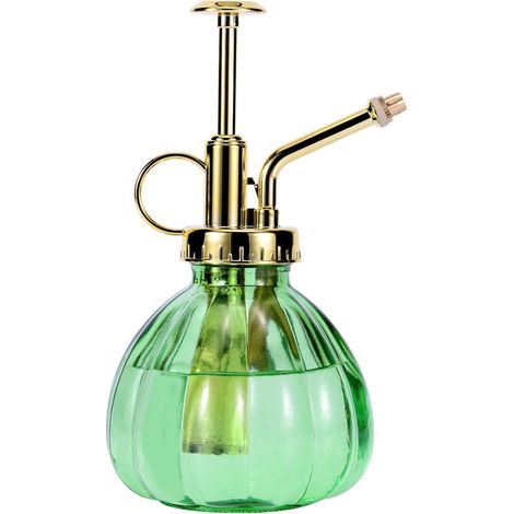 Glas-pflanzensprüher, 16,5 Cm Große Wassersprühflasche Aus Grünem Glas Mit Gold-top-pumpe, Kleine Gießkanne, Kleiner Pflanzenvernebler Für Innen- Und Außenpflanzen, Grün + Gold (grün + Gold)