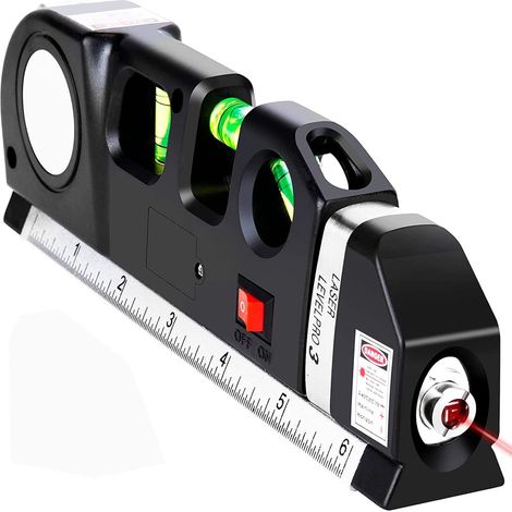 Vielseitiger 4-in-1-laser, Tragbar, Leistungsstarker Laser Mit Wasserwaage, Maßband, Standard- Und Metrischem Maßband Mit 2,5 M Langen Metrischen Linealen
