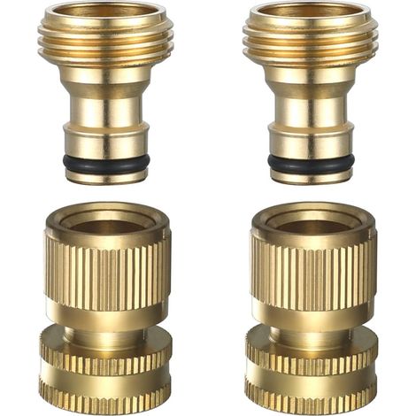 Schnellanschluss-gartenschlauch – Schnellanschluss-gartenschlaucharmaturen, Schnellanschluss-wasserschlauch Aus Massivem Messing, 3/4 Zoll Ght, 2 Sätze