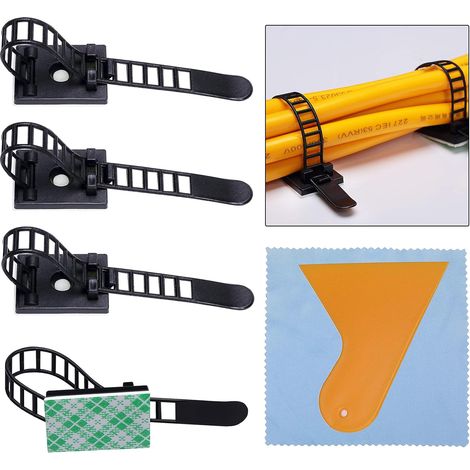 100 Stück Kabelclips - Verstellbare, Selbstklebende Nylon-kabelbinder - Für Die Organisation Von Elektrokabeln, Fernseher, Ladegerät, Pc Usw.
