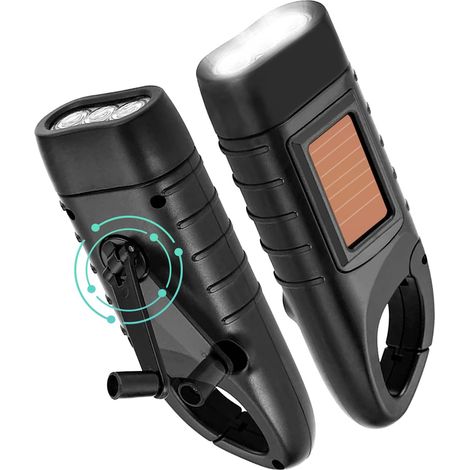 2 Stück Handkurbel-taschenlampe, Solar-handkurbel-taschenlampe, Wiederaufladbar, Led-dynamo-taschenlampe Mit Handkurbel, Notfall-kurbellampe Für Stromausfall, Outdoor, Camping [energieklasse A]