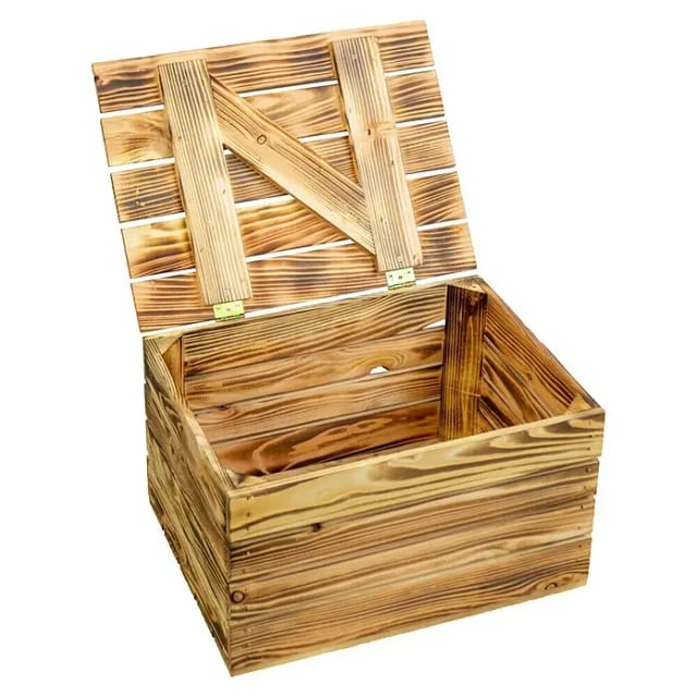 Obstkiste geflammt mit Deckel 48 x 36 x 27cm