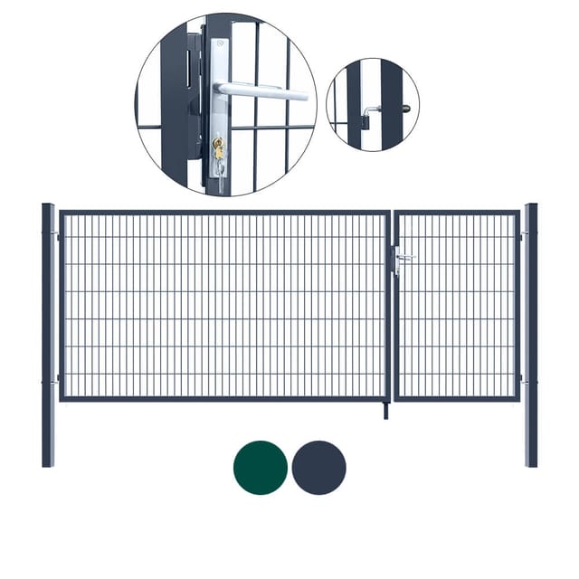 HOME DELUXE - Doppelflügel Gartentor ADITUS Farbe: Grün, Größe: 120 x 350 cm Gartentür Zauntor Pforte Hoftor