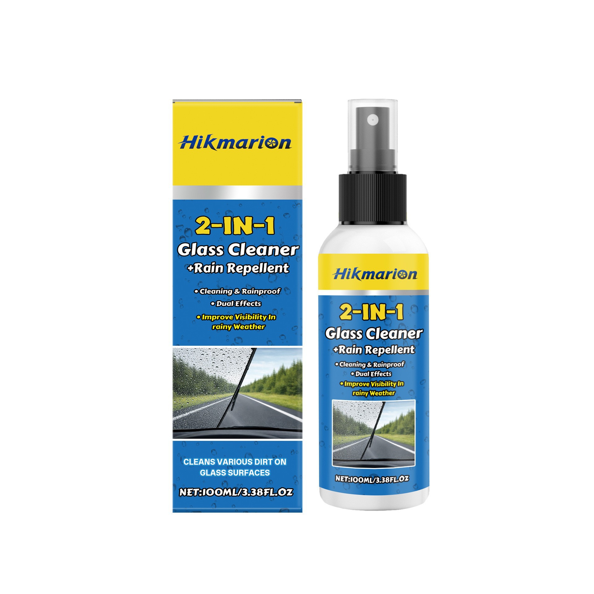 2-in-1 Glasreiniger Für Klare Sicht Bei Regenwetter Und Die Tägliche Reinigung Von Windschutzscheiben Und Rückspiegeln – 100 Ml -- Biemmedue
