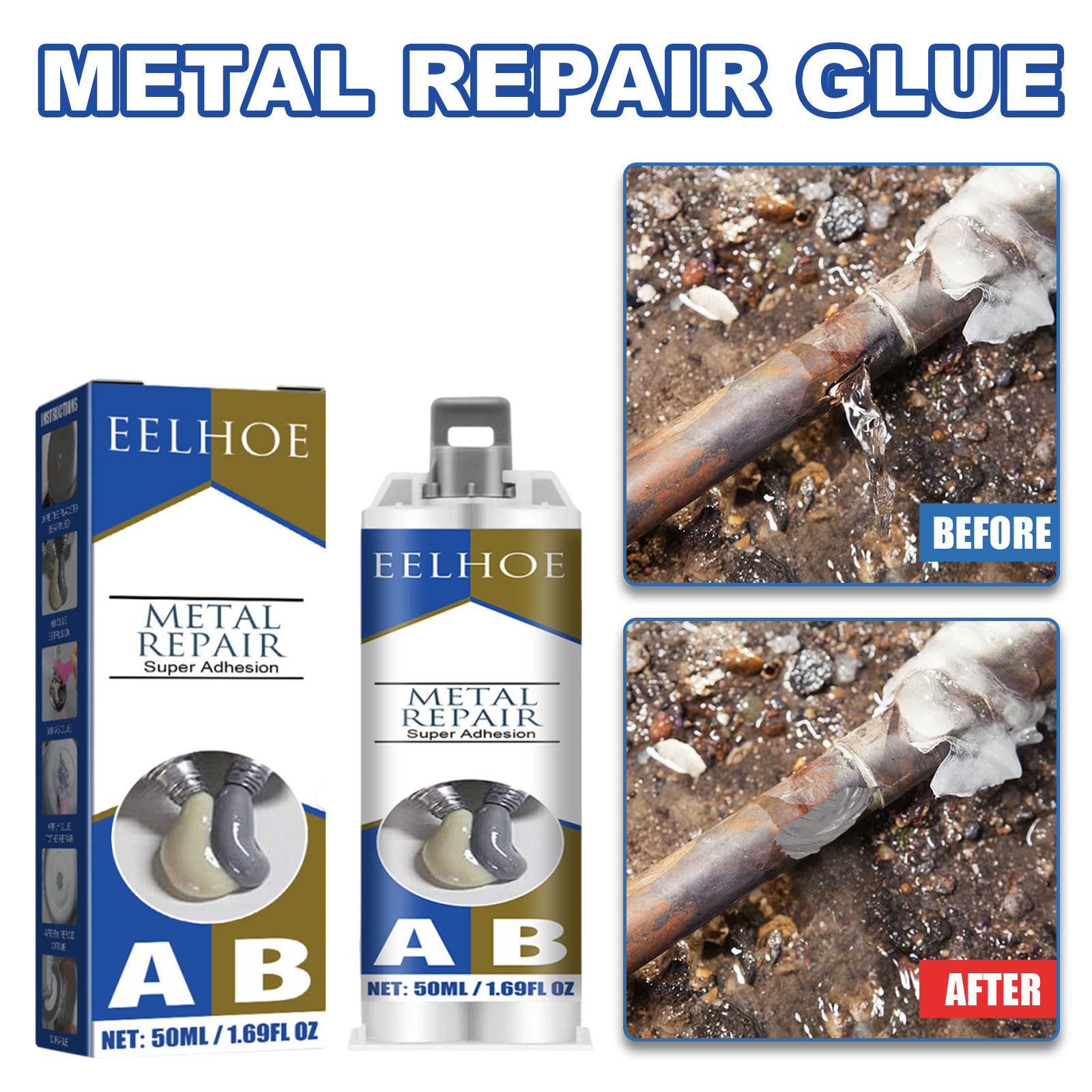 Ab-gießkleber, Schnelltrocknend, Hochtemperaturbeständiger Metallklebstoff Zum Füllen Von Rissen Und Abdichten Von Leckagen – 50 Ml -- Biemmedue