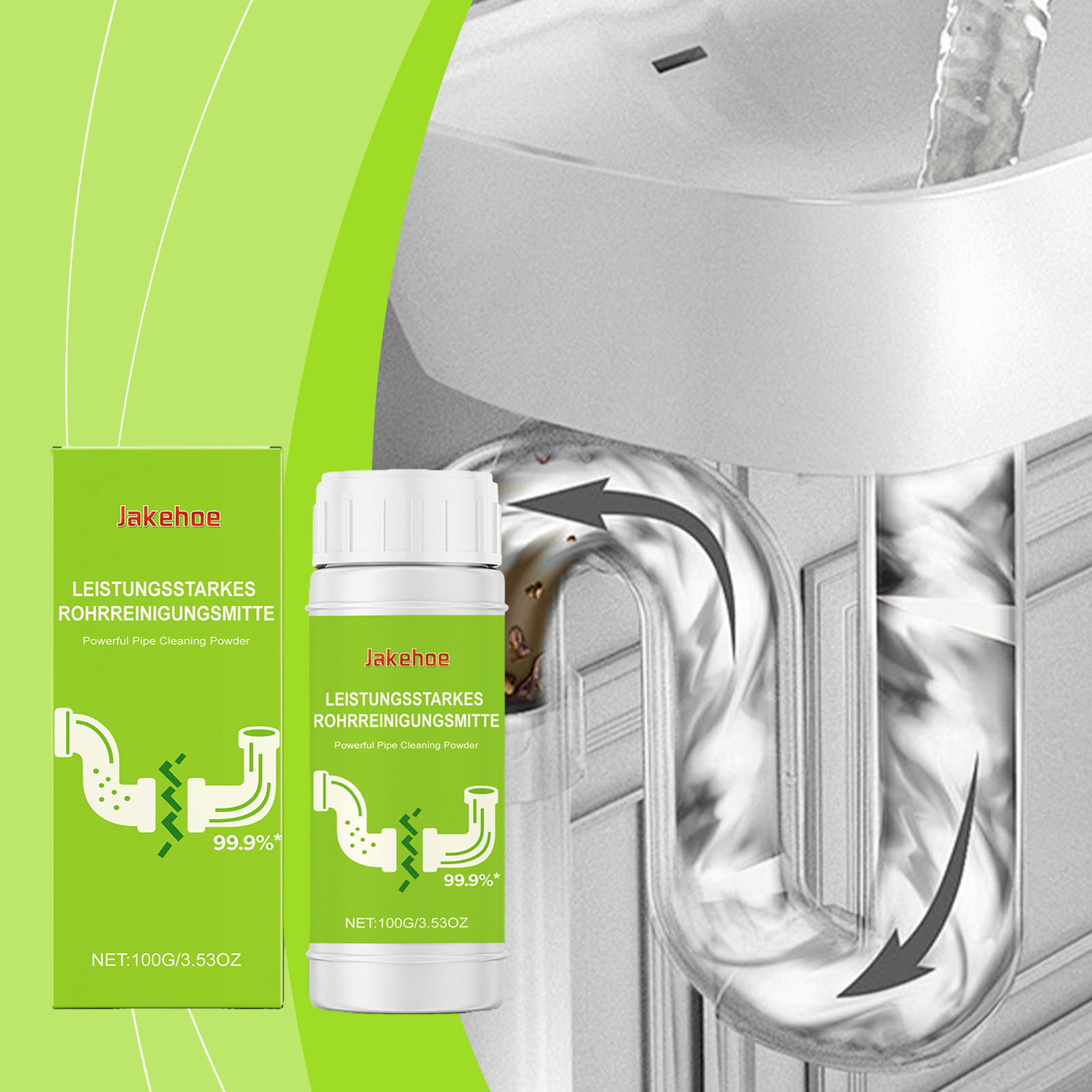 Abflussreinigungspulver Für Spülbecken, Abflüsse Und Abwasserkanäle – Löst Fett Und Beugt Verstopfungen Vor – 100 G -- Biemmedue