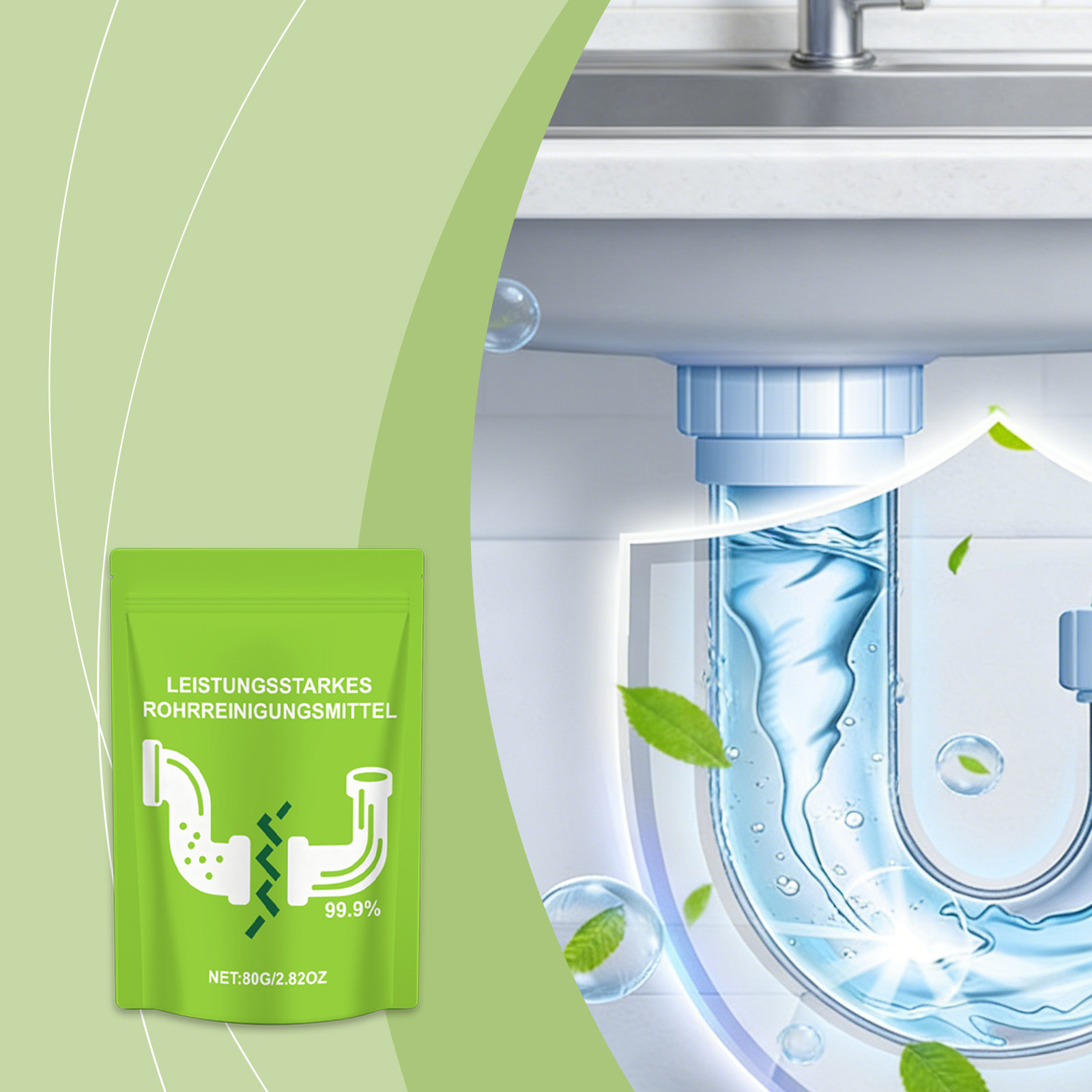 Abflussreinigungspulver, Multifunktionaler Haushaltsabflussreiniger, Befreit Toiletten- Und Küchenabflüsse, Beseitigt Gerüche, Beugt Verstopfungen Vor – 80 G -- Biemmedue
