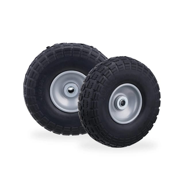 Relaxdays - 2x Sackkarrenrad, pannensichere Vollgummireifen, 4.1/3.5-4', 16 mm Achse, bis 150 kg, 260x85 mm, schwarz-grau