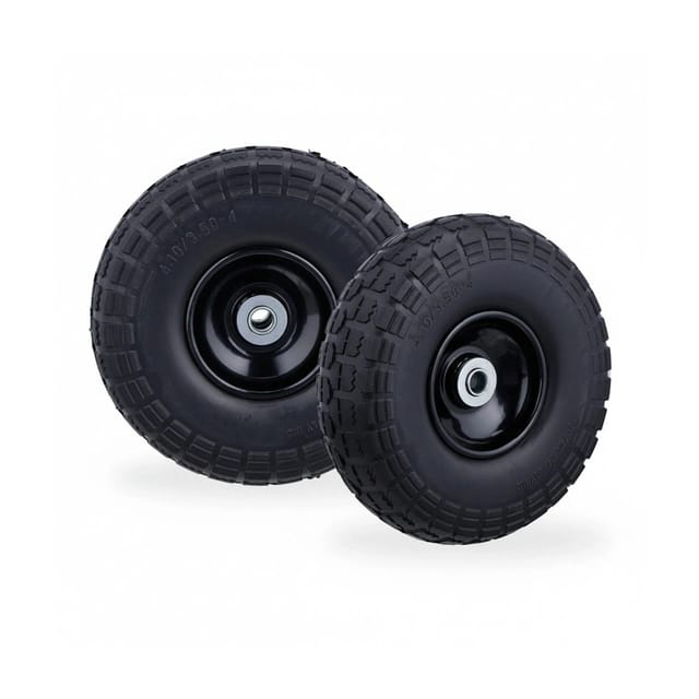 Relaxdays - 2x Sackkarrenrad, pannensichere Vollgummireifen, 4.1/3.5-4', 16 mm Achse, bis 150 kg, 260x85 mm, schwarz