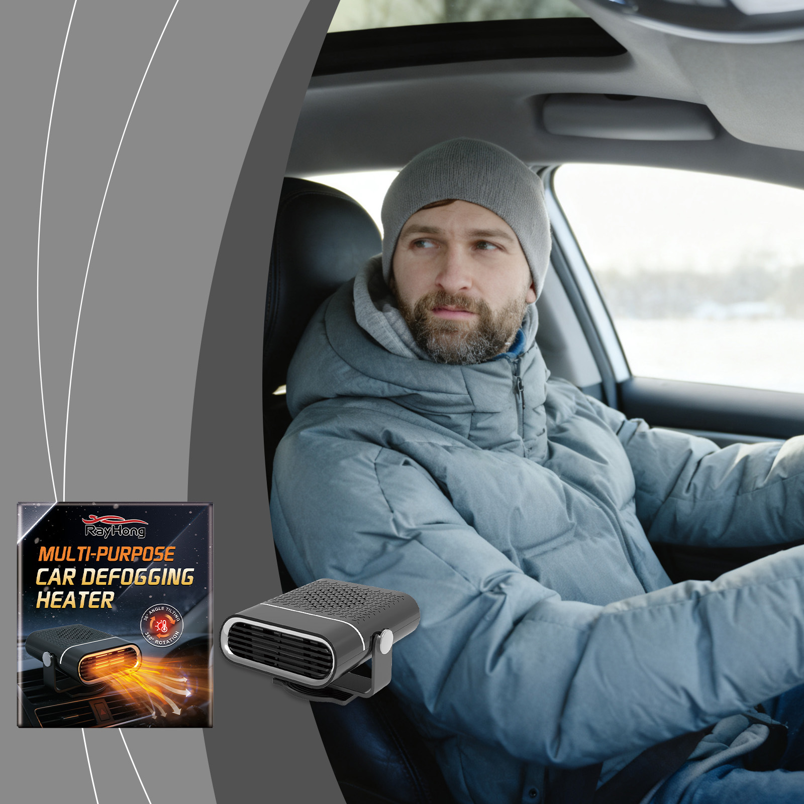 Auto-antibeschlagheizung, Multifunktionale Tragbare Heizung Zum Heizen, Enteisen Und Entfeuchten Des Autoinnenraums Im Winter – 1 Stück -- Biemmedue