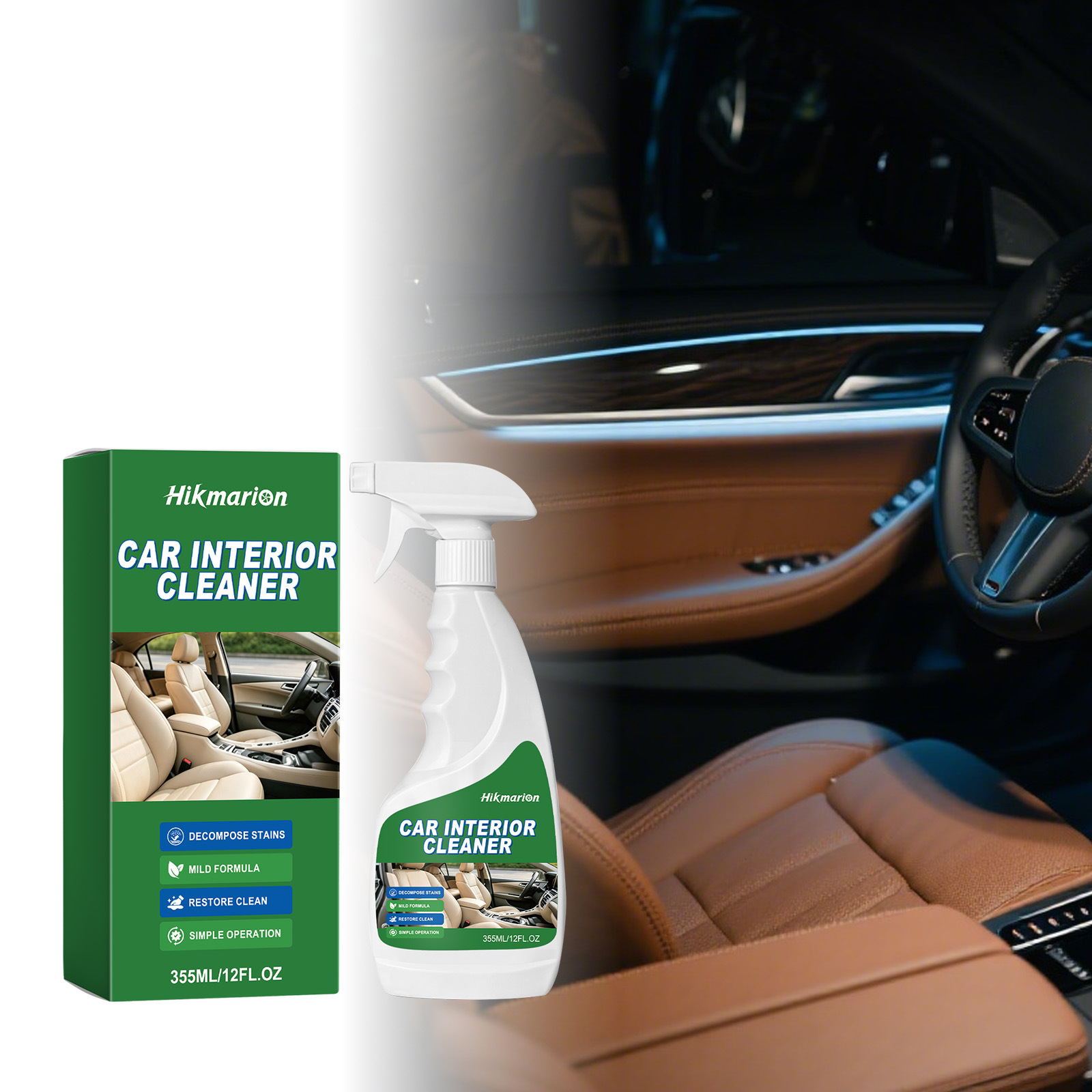Autoinnenreiniger Zur Reinigung, Fleckenentfernung, Aufbereitung Und Pflege Von Ledersitzen Im Auto – 355 Ml -- Dtekgaz