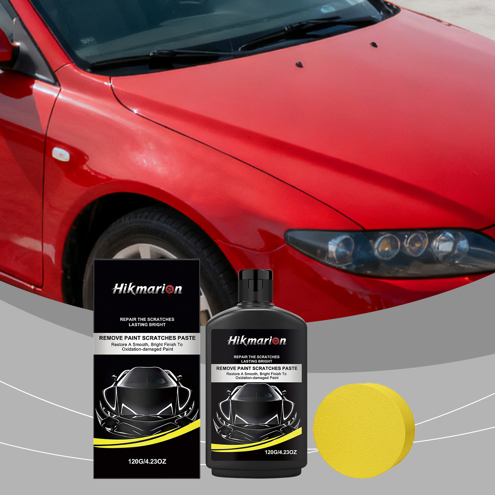 Autokratzpflegecreme Zum Polieren Und Aufhellen Des Autolacks, Zur Reinigung Und Pflege, Tägliche Kratzerbehandlung – Autokratzpflegecreme 120 G1, Schwamm1 -- Biemmedue