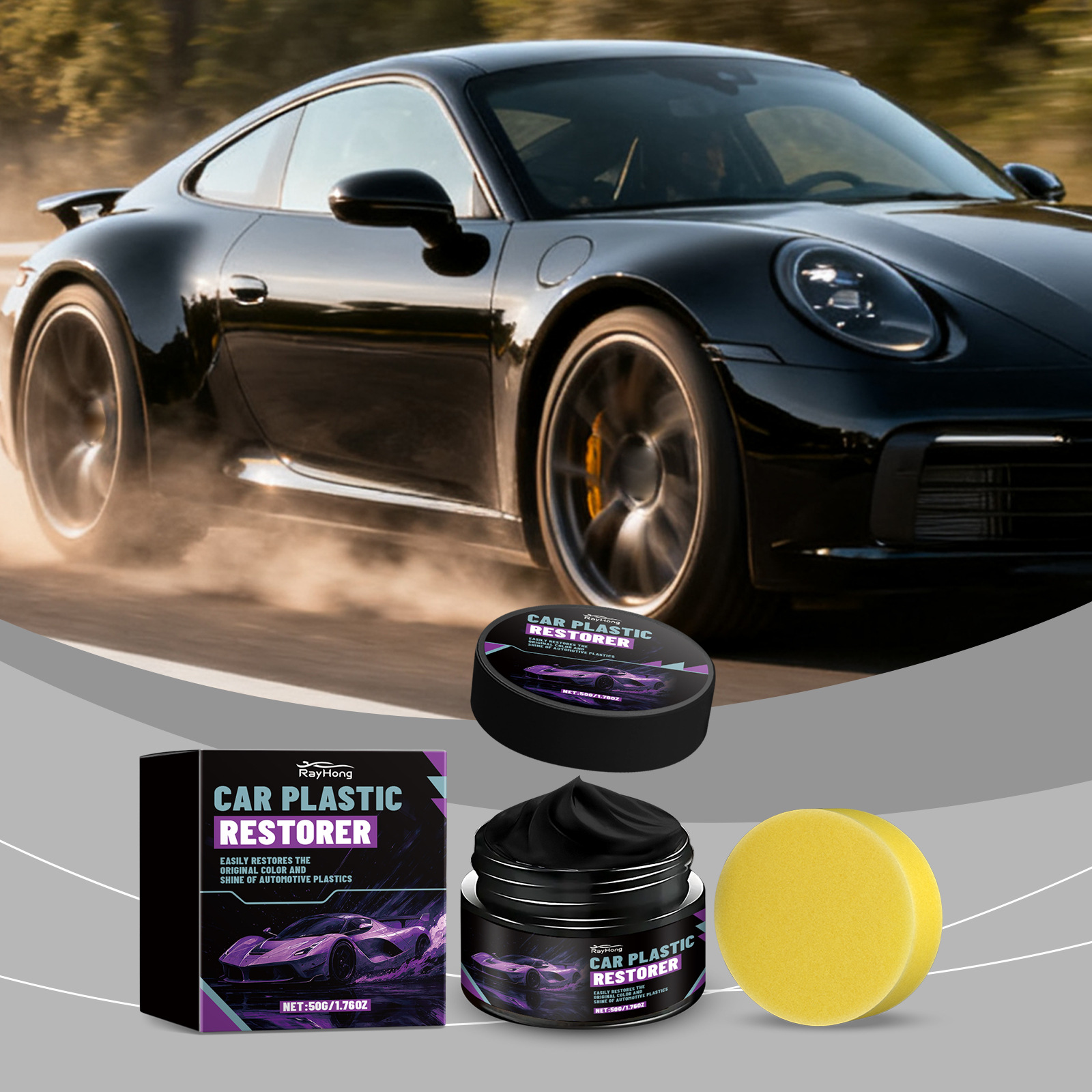 Autopflegecreme Für Kunststoffoberflächen, Polieren Des Armaturenbretts, Pflege, Fleckenentfernung Und Reinigung – 50 G × 1 + Schwamm × 1 -- Biemmedue