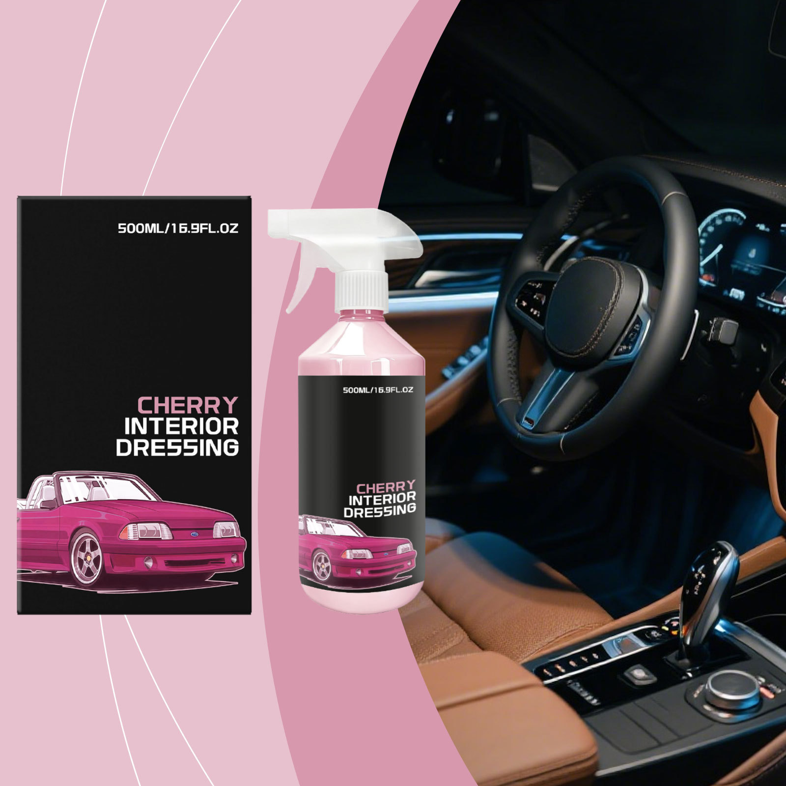Autopflegeprodukt Mit Kirschduft – Tägliche Reinigung Und Oberflächenpflege Für Fahrzeuginnenräume, Sitze Und Mittelkonsole – 500 Ml -- Biemmedue