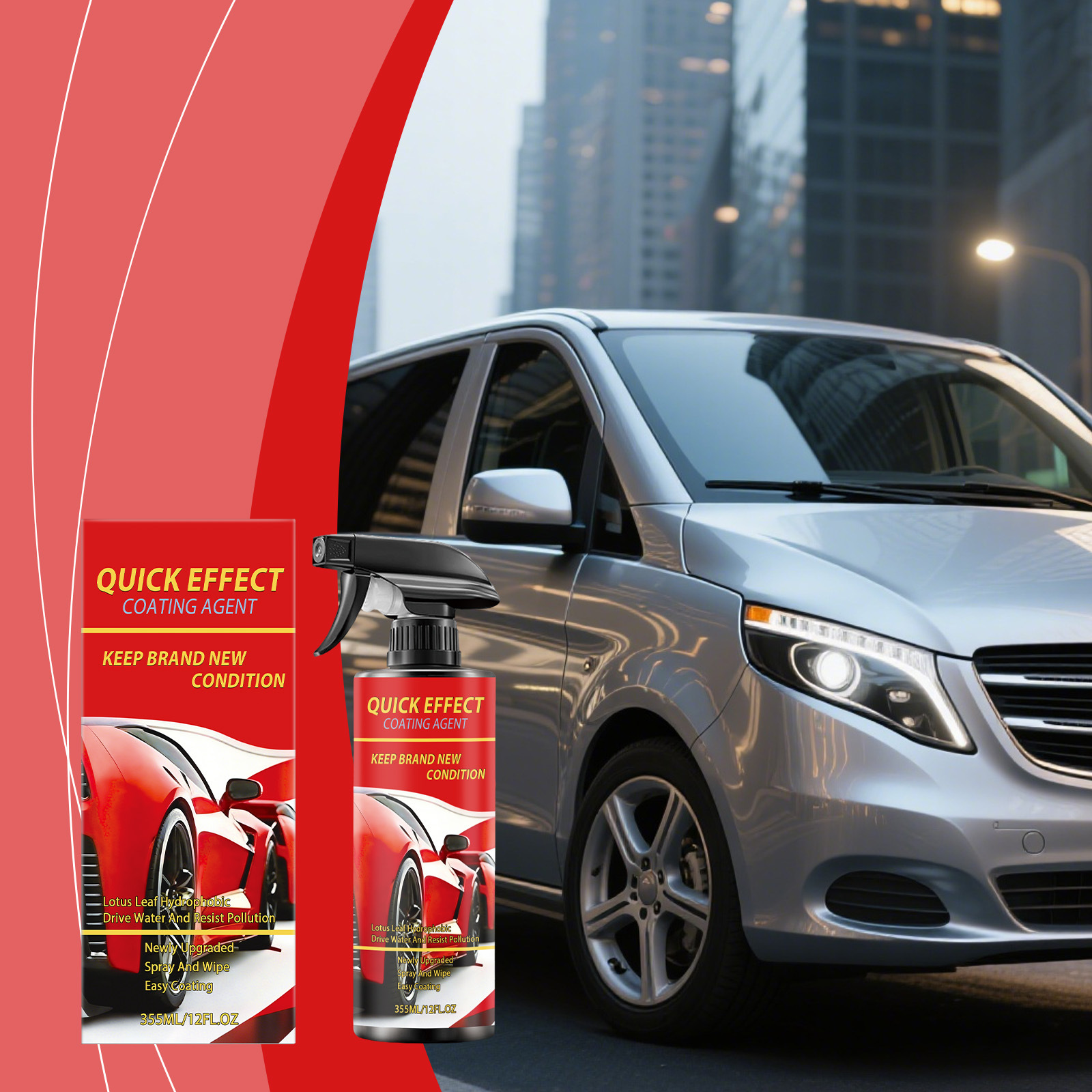 Autopflegespray Für Die Bequeme Tägliche Reinigung, Nano-reinigung, Glanzverstärkung Und Rostschutz, Schützt Den Glanz Des Autos – 355 Ml -- Biemmedue