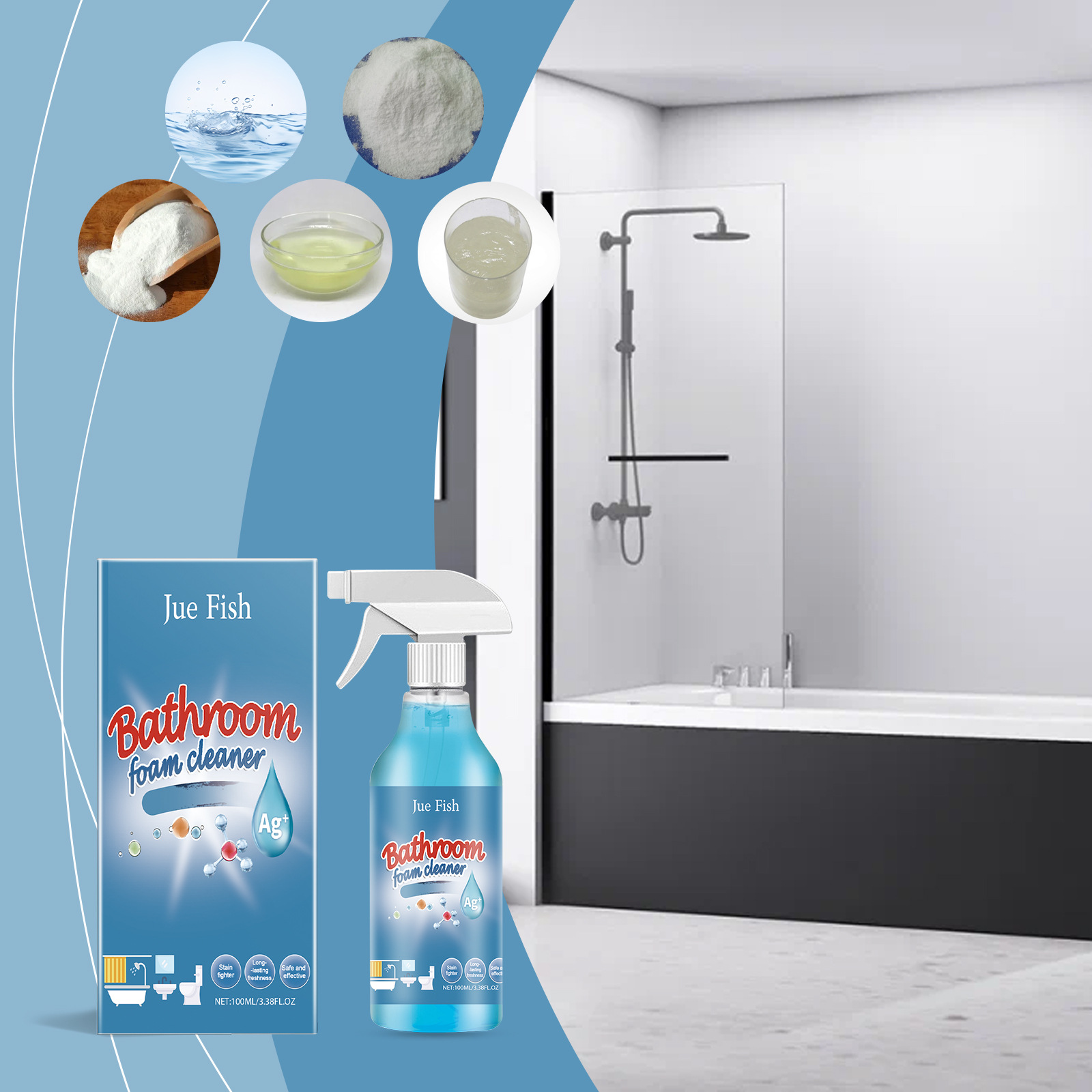 Badreiniger Für Metall, Glas, Fliesen Und Edelstahl Im Badezimmer – 100 Ml -- Dtekgaz
