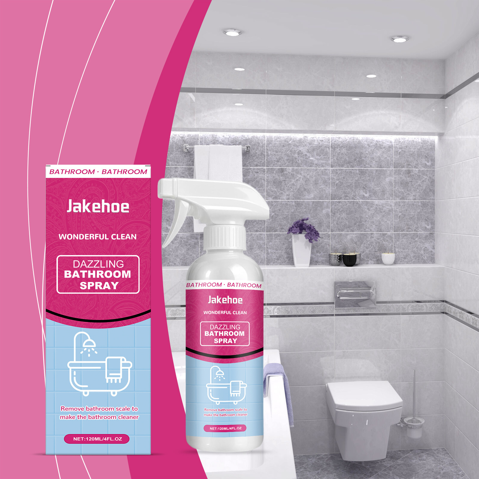 Badreiniger Für Den Täglichen Gebrauch Im Haushalt, Entfernt Wasserflecken Und Schmutz Und Enthält Kalk Zur Oberflächenreinigung – 120 Ml -- Biemmedue