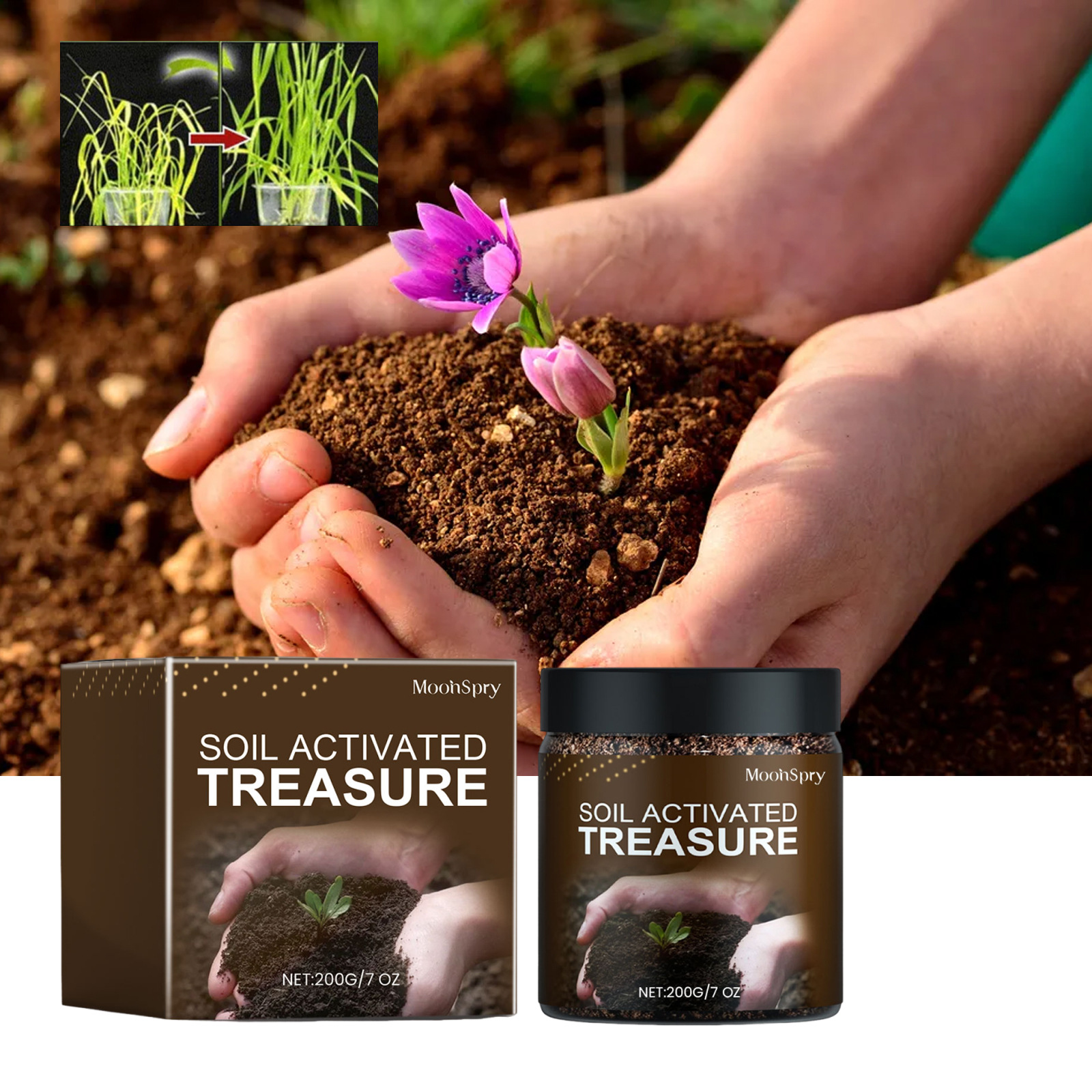 Bodenaktivator, Pflanzennährstoffzusatz, Keimungsförderer, Pflanzmittel, Bodenverbesserer, Bodenqualitätsverbesserer, Gartenpflege – 200 G -- Biemmedue