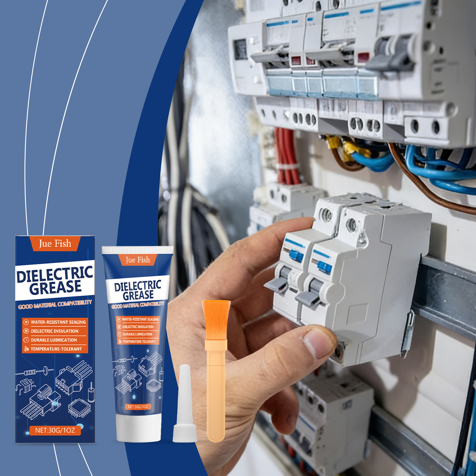 Dielektrisches Fett, Universell Einsetzbares, Glattes, Wasserfestes Und Isolierendes Fett Für Den Täglichen Gebrauch In Automobilen, Schiffen Und Elektrischen Anwendungen – 30 G × 1, Pinsel × 1, Düse