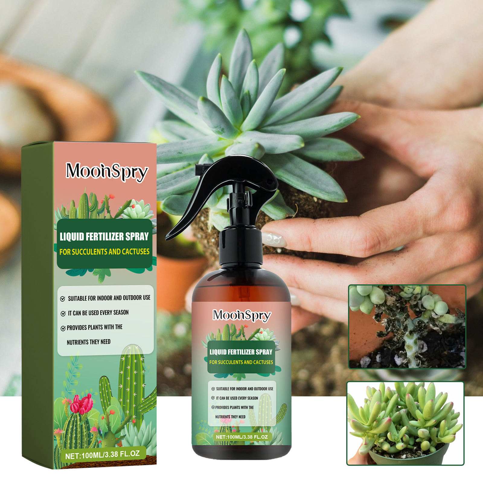 Düngespray Für Kakteen Und Sukkulenten, Pflanzennährstoffspray Für Grüne Pflanzen, Sukkulenten Und Kakteen – 100 Ml -- Biemmedue