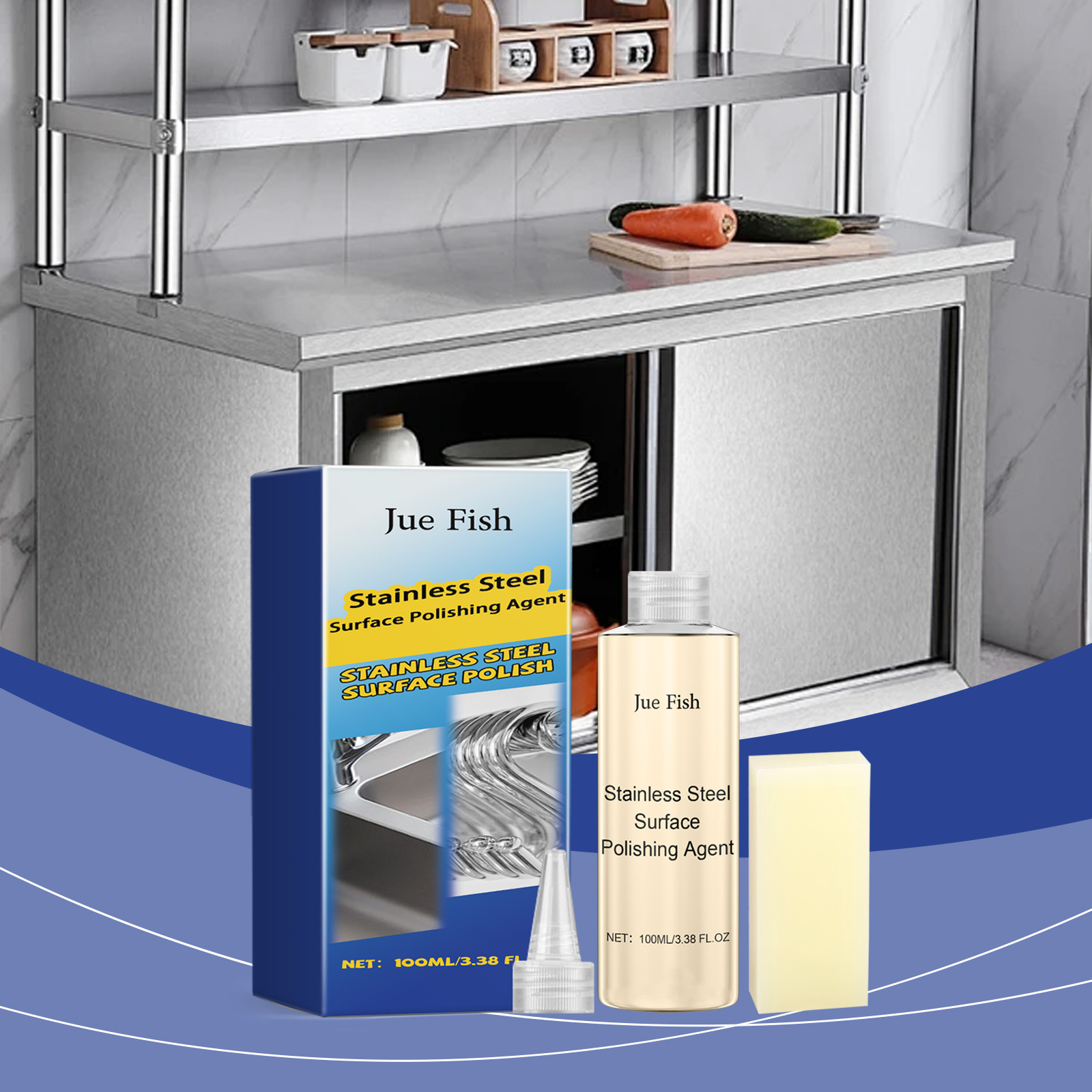 Edelstahl-polierpaste, Schonender Reiniger Zur Entfernung Von Schmutz Und Flecken, Für Einen Strahlenden Glanz – 100 Ml + Schwamm -- Biemmedue
