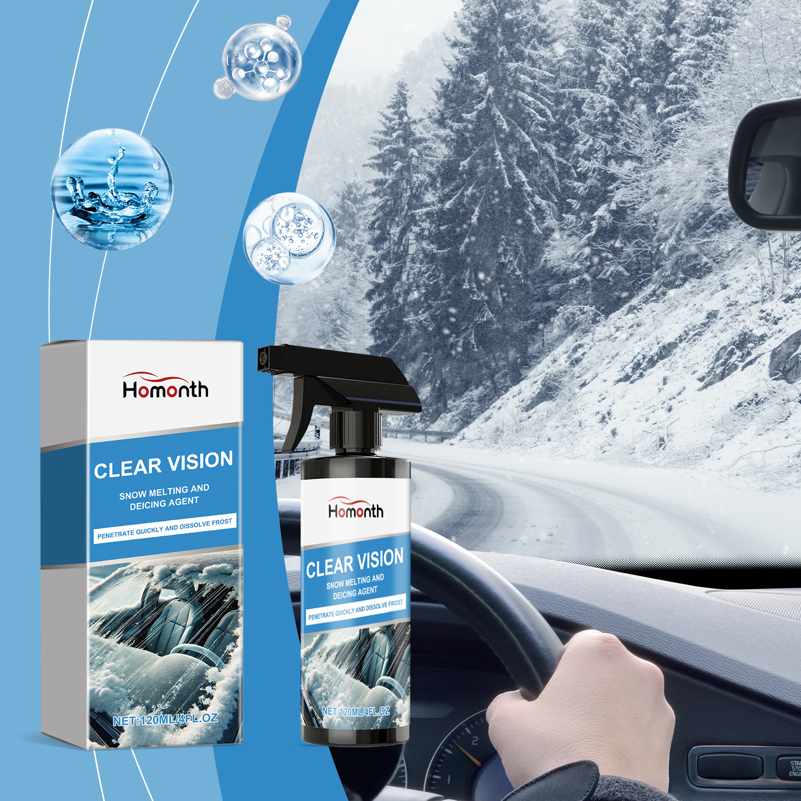 Enteisungs- Und Schneeentfernungsspray Für Autos Zur Reinigung Von Schnee- Und Eisablagerungen An Autoscheiben – 120 Ml -- Biemmedue