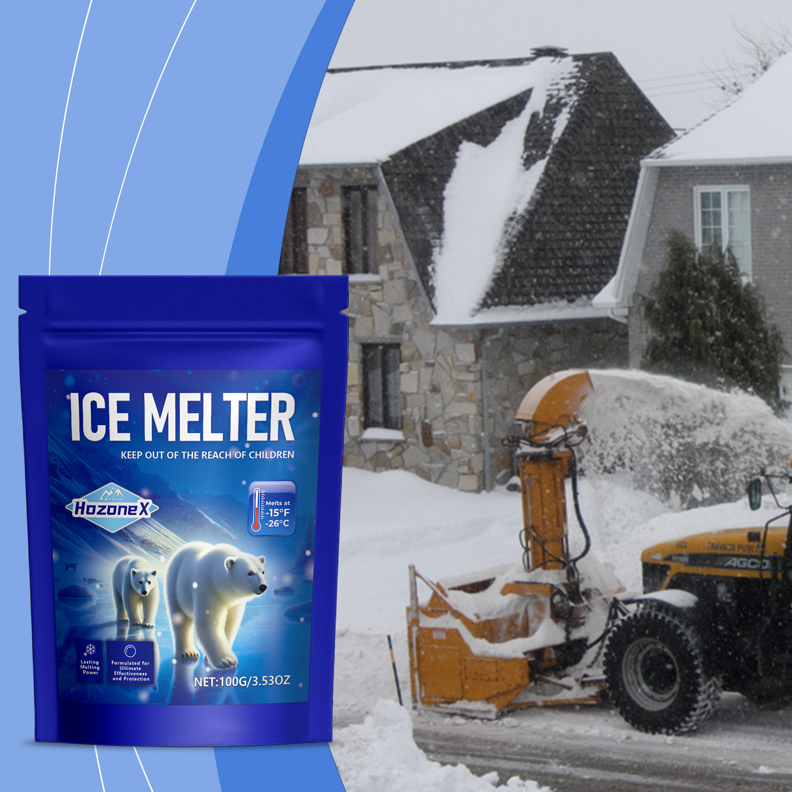 Enteisungsmittel Zum Schmelzen Von Schnee Und Eis Im Winter, Tieftemperatur-enteisungsmittel Für Beton – 100 G -- Dtekgaz